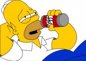 Homer Simspn met een Duff Biertje